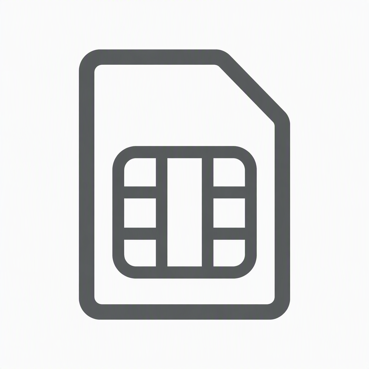 Graues Icon auf weißem Hintergrund  SIM-Karte